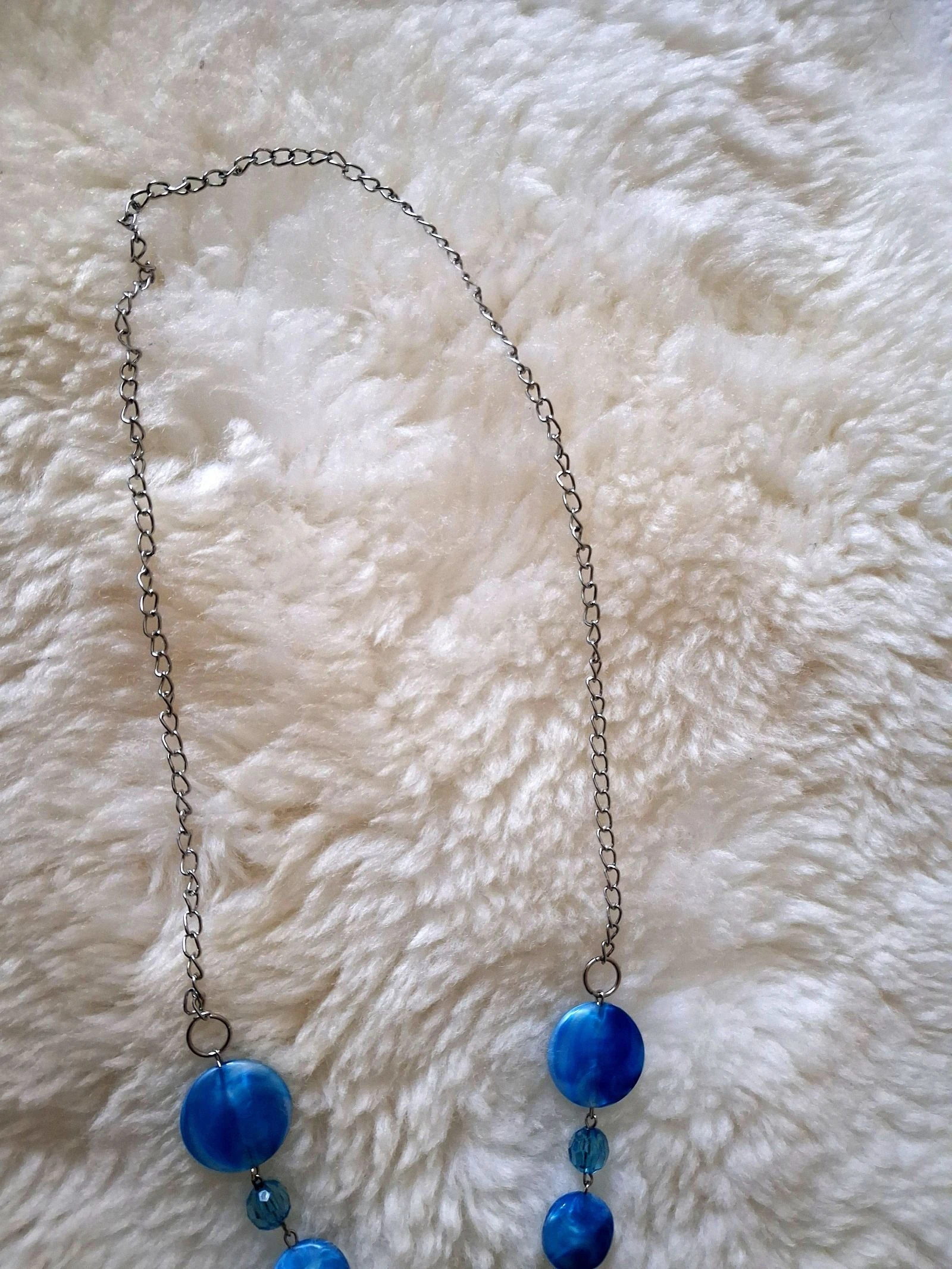 Mooie lange zilveren ketting met blauwe steen – photo 4